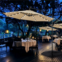 【No Base & 10FT Solar 32 LED Lights Umbrella 】Yaheetech 10FT Solar Offset Umbrella with 32 LED Lights, Handy Crank & Cros...
