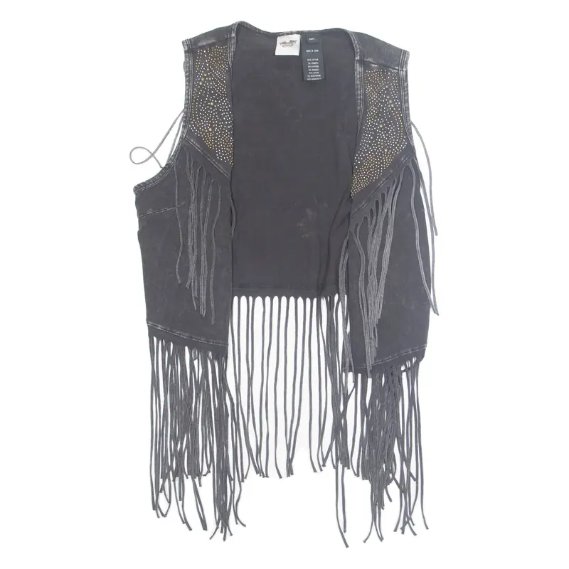 HARLEY DAVIDSON Womens Waistcoat Grey Sleeveless M