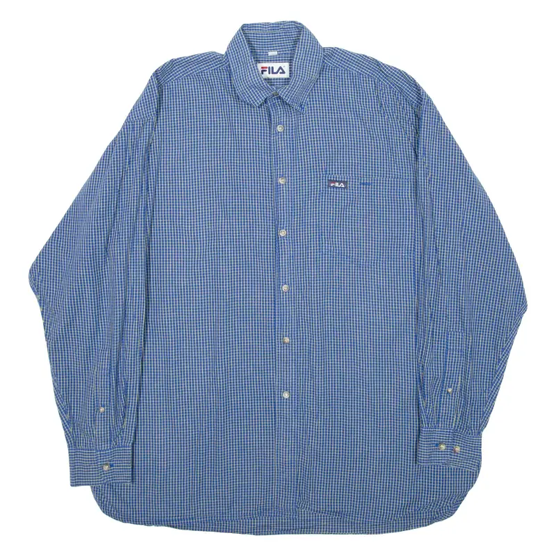 FILA Mens Shirt Blue Check Long Sleeve L
