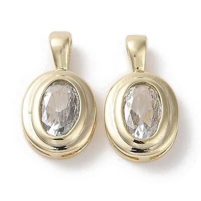 Brass Micro Pave Clear Cubic Zirconia Charms
