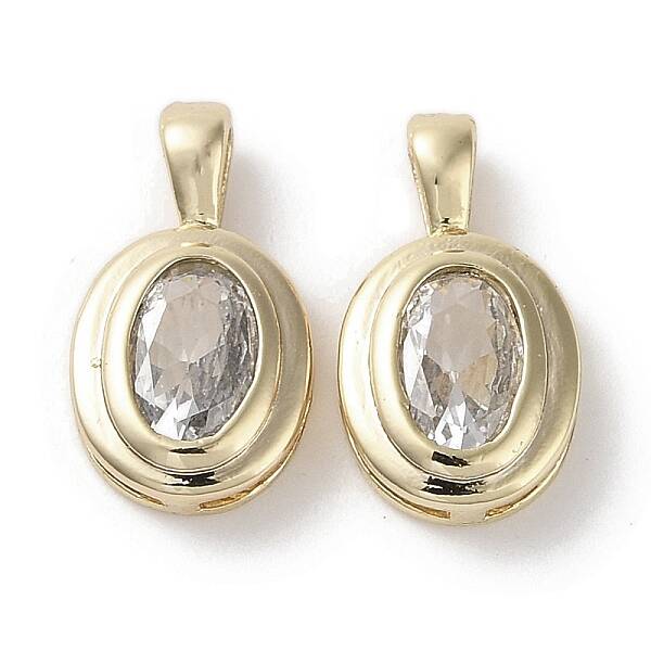 Brass Micro Pave Clear Cubic Zirconia Charms