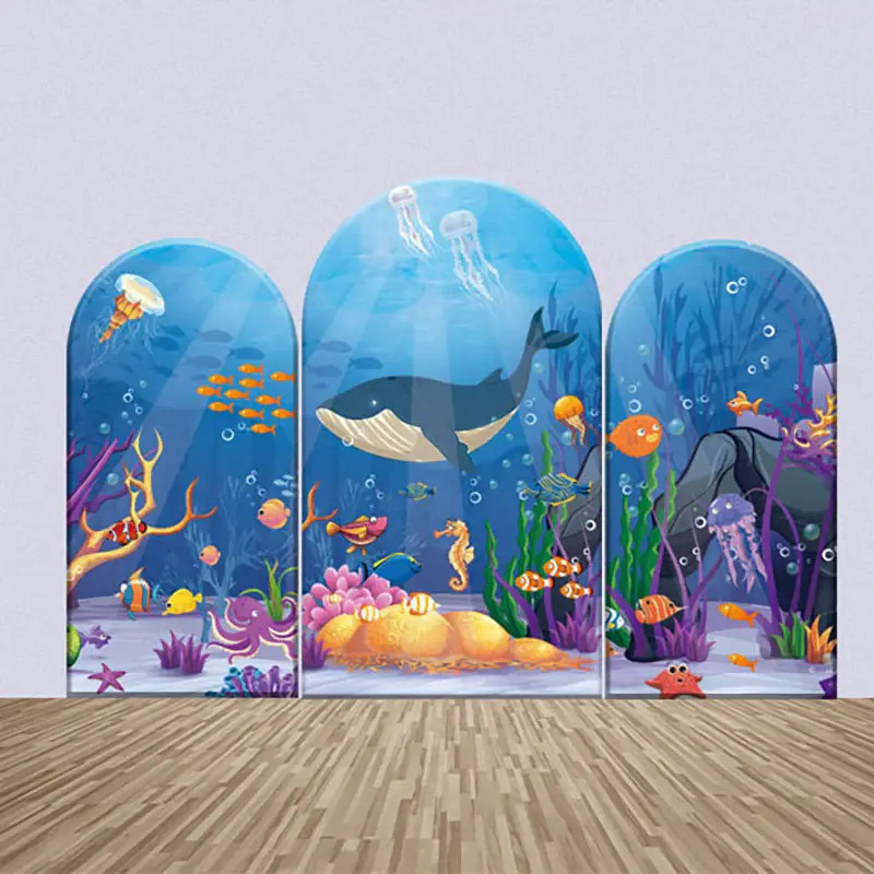 Assorted Undersea Animals Plants Arch Backdrop Kit - Aperturee
