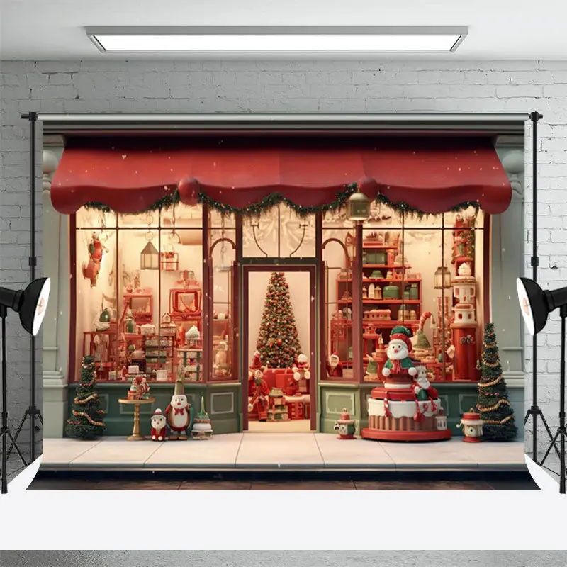 Christmas Gift Shop Holiday Portrait Studio Backdrop - Aperturee