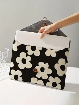 Floral Print Laptop Bag, Soft Laptop Storage Case, Tablet Storage Bag, Cute Laptop Bag for Women & Men