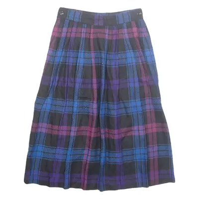 EMILY ST.JOHN Womens A-Line Skirt Blue Midi Wool Check XS
