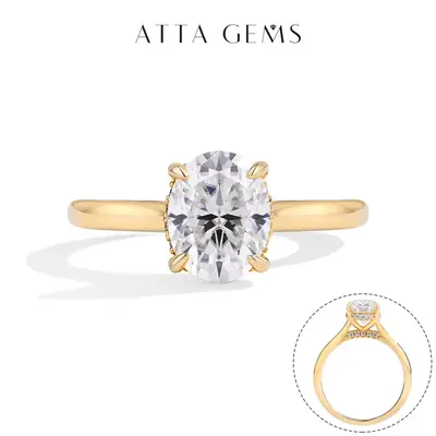 Classic D VVS1 Color Oval Cut 2.0ct Lab-Created Moissanite Ring for Women Engagement Wedding Anniversary Fine Jewelry Gift R1...