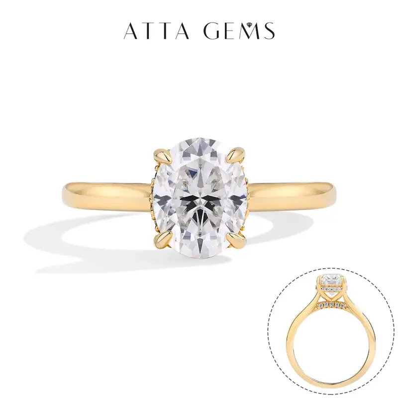 Classic D VVS1 Color Oval Cut 2.0ct Lab-Created Moissanite Ring for Women Engagement Wedding Anniversary Fine Jewelry Gift R1...