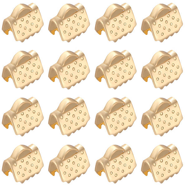 Beebeecraft 1 Box 100Pcs Ribbon Crimp Ends 18K Gold Plated 304 Stainless Steel 6mm Cord Ends Crimp Ends for Jewelry Making