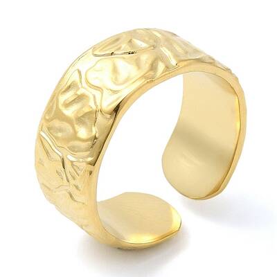 304 Stainless Steel Textured Open Cuff Ring for Women