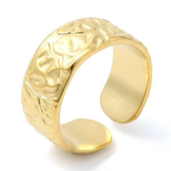 304 Stainless Steel Textured Open Cuff Ring for Women