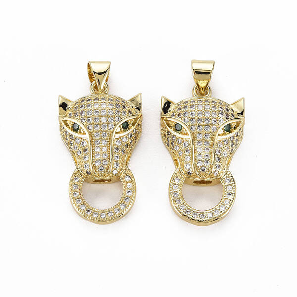 Brass Micro Pave Clear Cubic Zirconia Pendants