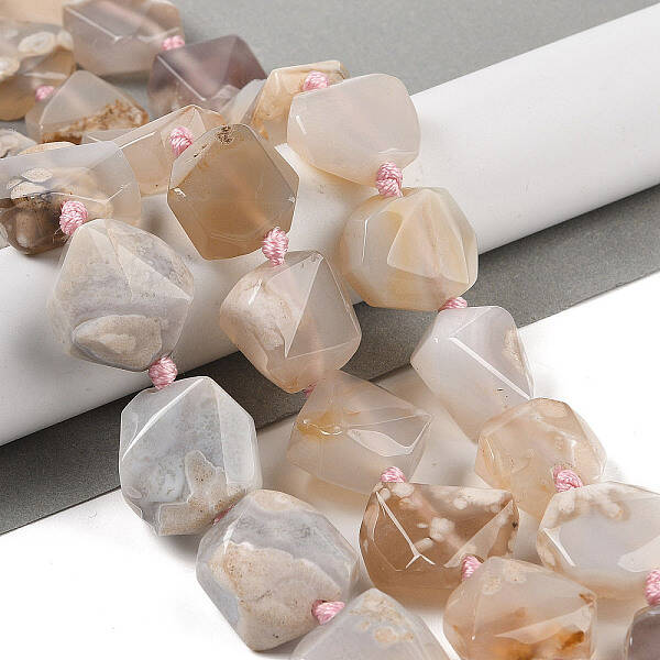 Natural Cherry Blossom Agate Beads Strands