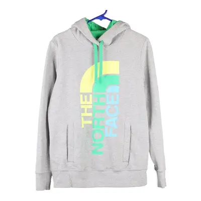 The North Face Spellout Hoodie - Large Grey Cotton