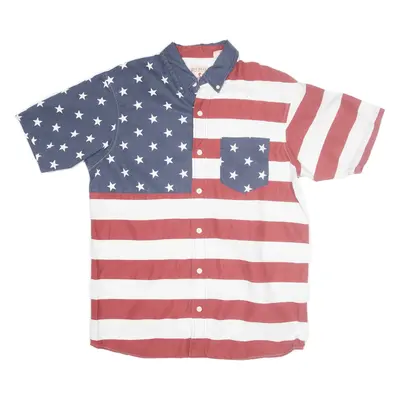 REDHEAD USA Shirt Red Colourblock Short Sleeve Mens M