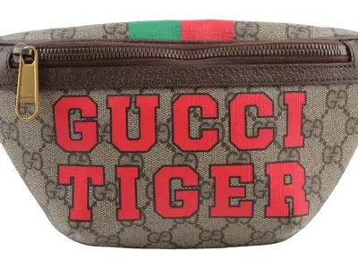 Pre-owned GUCCI Coated Canvas Crossbody Bags Tiger GG Supreme Belt Bag