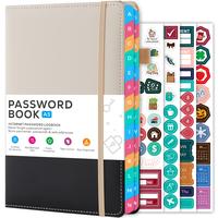 Password Book With Colorful Alphabetical Tabs, Hardcover Password Keeper Book For Internet Address And Password Logbook, Pass...