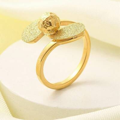 Textured Teardrop 304 Stainless Steel Finger Ring for Women