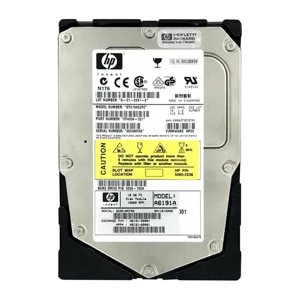 A6191-69001 HP 18.2GB 2Gb/s Fibre Channel 15000 3.5-inch Hard Drive