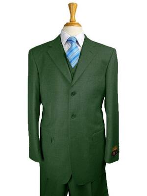 Super 150 Wool Suit - Classic Fit Suit -  Green Suit
