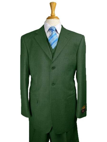 Super 150 Wool Suit - Classic Fit Suit -  Green Suit