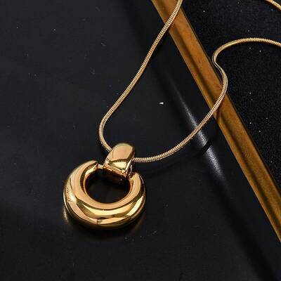 304 Stainless Steel Ring Pendant Snake Chain Necklaces