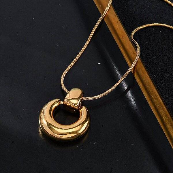 304 Stainless Steel Ring Pendant Snake Chain Necklaces
