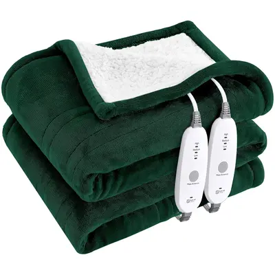 【Spring Glow-Up】Heated Throw Blanket, Flannel Electric Blanket with 4-Hour Timer, Auto-Off, 3 Heating Levels, Sherpa with...