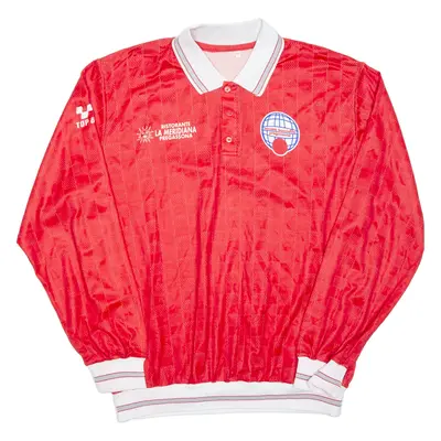 Mens Polo Shirt Red Long Sleeve XL