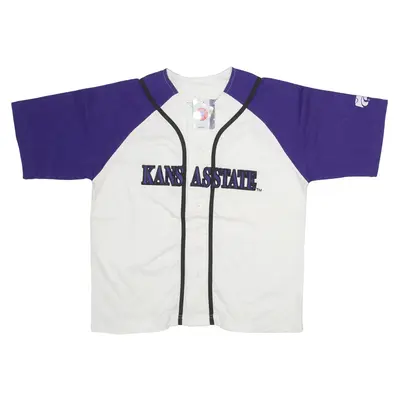 LF2 APPAREL Kansas State Button Up USA Jersey White V-Neck Short Sleeve Boys L