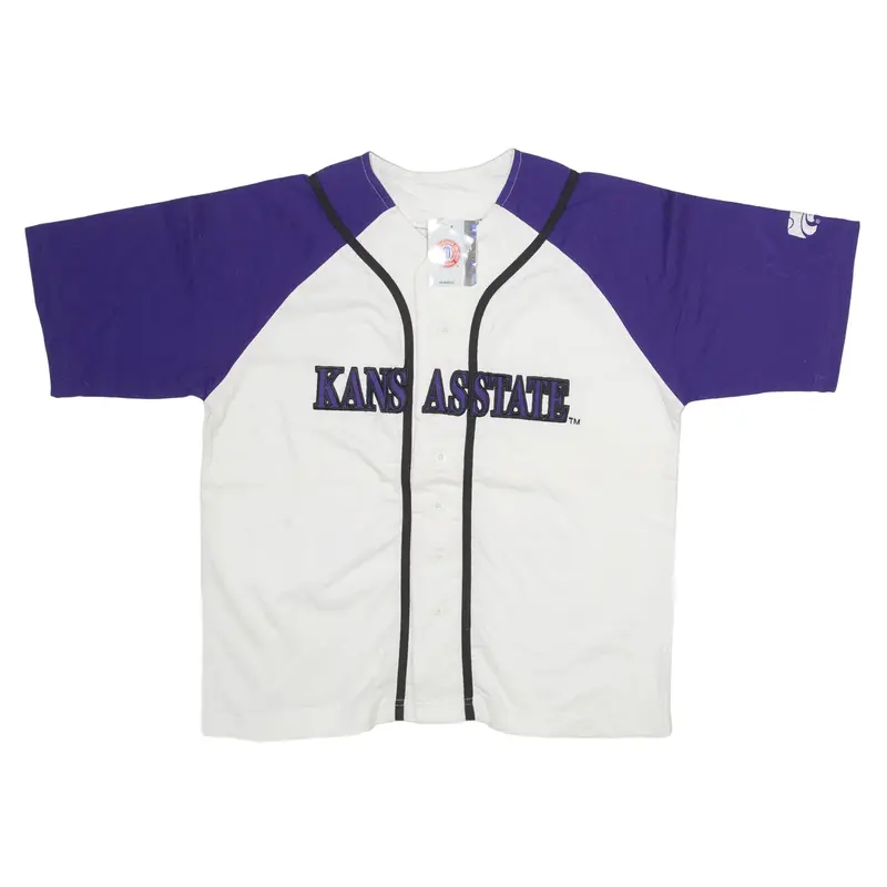 LF2 APPAREL Kansas State Button Up USA Jersey White V-Neck Short Sleeve Boys L