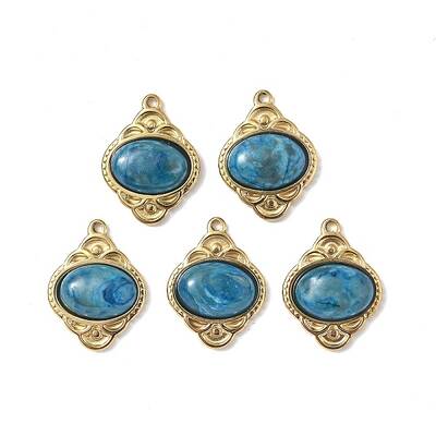 PVD Vacuum Plating 201 Stainless Steel Natural Agate Pendants