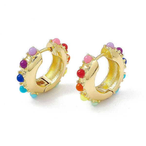 Colorful Resin Beaded Hoop Earrings