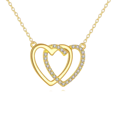 Gold Vermeil Plated Cubic Zirconia Heart Pendant Necklace for Women
