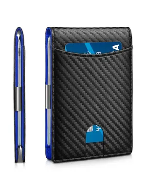 Men's Business Minimalist Wallet & Card Holder, Simple Plain PU Leather Card Holder, Trendy Versatile RFID Wallet for Work & ...