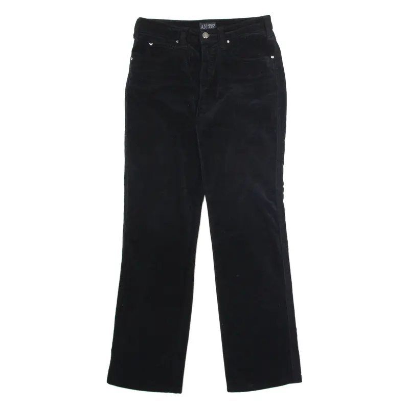 ARMANI JEANS Womens Corduroy Trousers Black Regular Straight W27 L28