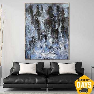 Abstract Snow Painting On Canvas Fresh Air Colorful Modern Texture Blue Artwork Winter Unique Wall Art Oil Painting | WINTER ...