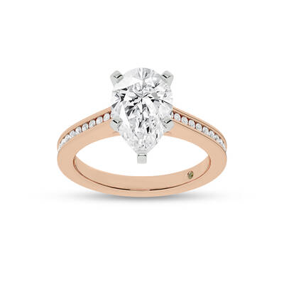 Paris Channel Set Pear Shape Lab Diamond Engagement Ring | 10K Rose Gold 4 1/4 CT. TW.