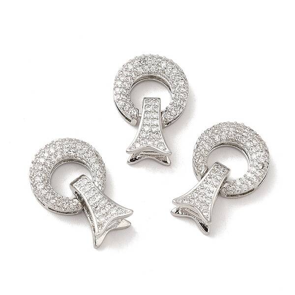 Brass Micro Pave Clear Cubic Zirconia Fold Over Clasps