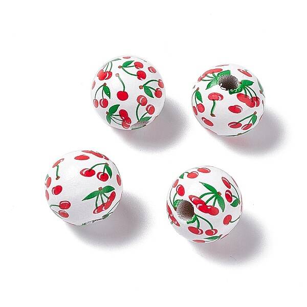 Fruit Printed Wood European Beads