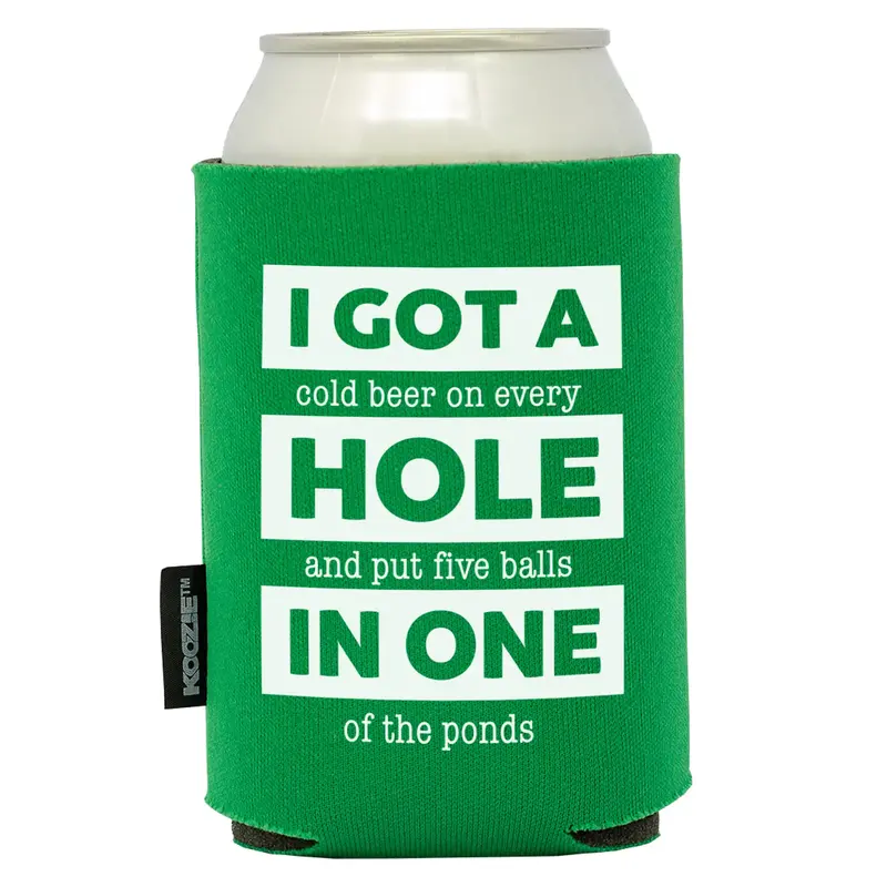 MyKoozie Hole in One Golf Koozie - Green Foam Insulated Can Cooler for Golf Enthusiasts