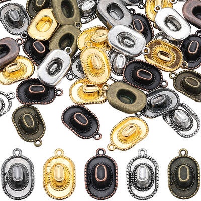 60Pcs 5 Colors Tibetan Style Alloy Hat Pendants