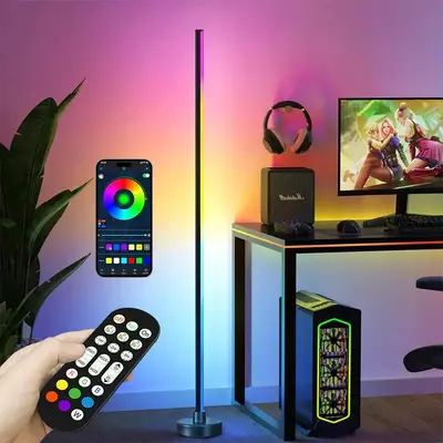 LED Floor Lamp, RGB Color Changing Mood Dimmable LED Lights Lamp with APP & Remote Control, Music Sync LED Lamp for Living Ro...