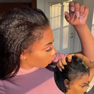 4C Hairline Wigs - 4x4 & 4x6 Lace Closure Kinky Straight with Realistic Hairline Human Hair Wig with Natural 4C Curly Baby Ha...