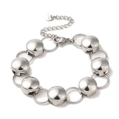 Non-Tarnish 304 Stainless Steel Flat Round Link Chain Bracelet