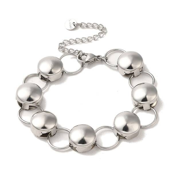 Non-Tarnish 304 Stainless Steel Flat Round Link Chain Bracelet
