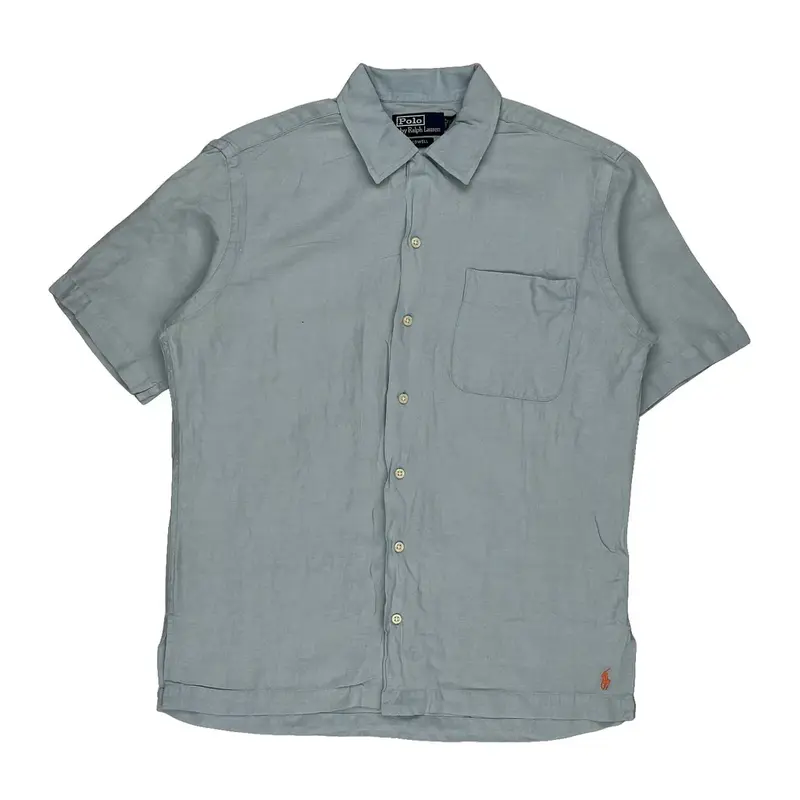 Caldwell Polo By Ralph Lauren Short Sleeve Shirt - Small Blue Linen | Size: small