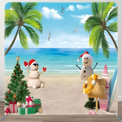 Luau Palm Island Xmas In July Pillow Case Backdrop - Aperturee
