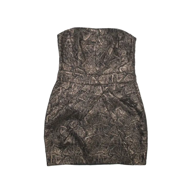 KAREN MILLEN Mini Dress Gold Sleeveless Short Womens UK 10