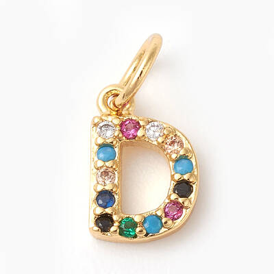 Brass Micro Pave Colorful Cubic Zirconia Charms