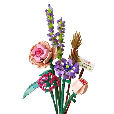 Flower Bouquet Design Building Blocks, DIY Educational Building Bricks Model, Building Blocks Playset, Unique Desktop Ornamen...